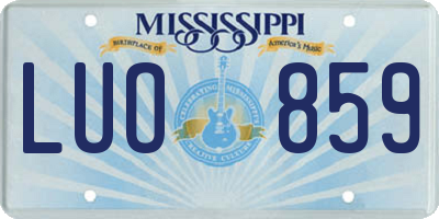 MS license plate LUO859