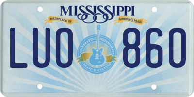 MS license plate LUO860