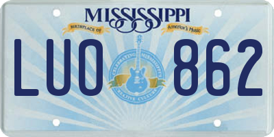 MS license plate LUO862