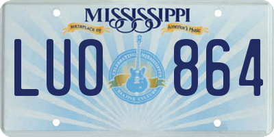 MS license plate LUO864