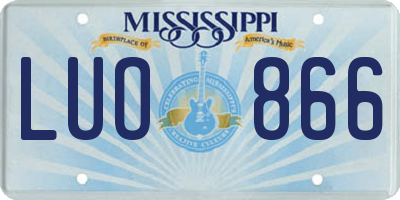 MS license plate LUO866