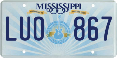 MS license plate LUO867