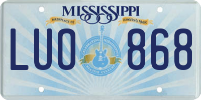 MS license plate LUO868