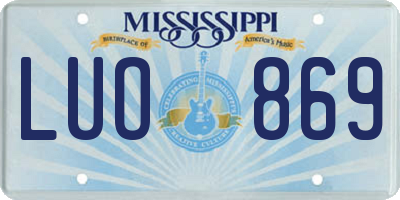 MS license plate LUO869