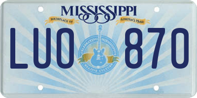 MS license plate LUO870