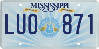 MS license plate LUO871