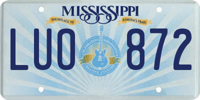 MS license plate LUO872