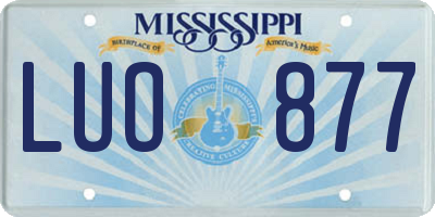 MS license plate LUO877