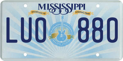MS license plate LUO880