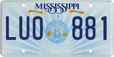 MS license plate LUO881