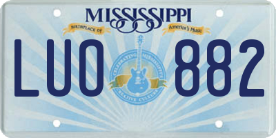 MS license plate LUO882