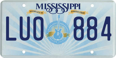 MS license plate LUO884