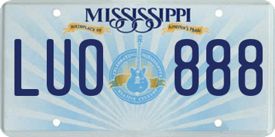 MS license plate LUO888