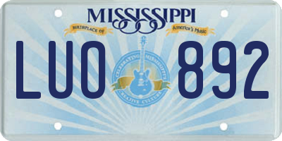 MS license plate LUO892