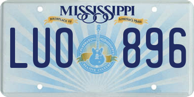 MS license plate LUO896