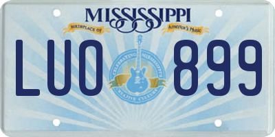 MS license plate LUO899