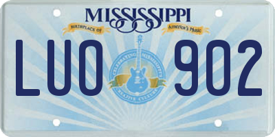 MS license plate LUO902