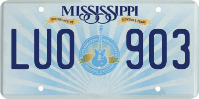MS license plate LUO903