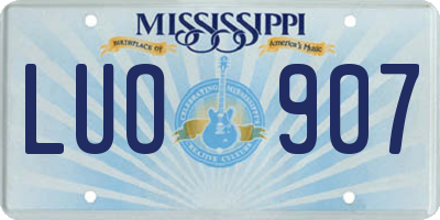 MS license plate LUO907
