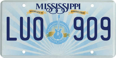 MS license plate LUO909