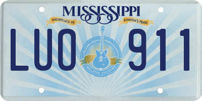 MS license plate LUO911