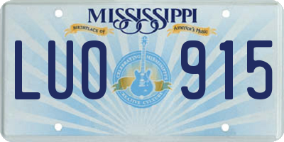 MS license plate LUO915