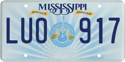 MS license plate LUO917