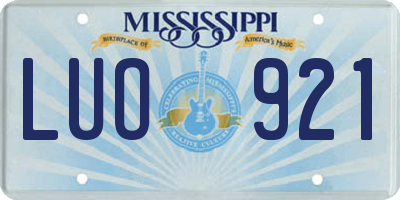 MS license plate LUO921