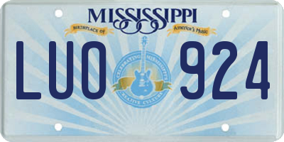 MS license plate LUO924