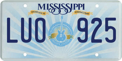 MS license plate LUO925