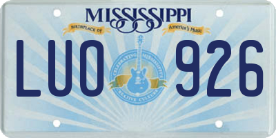 MS license plate LUO926