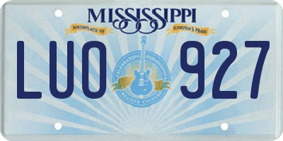 MS license plate LUO927