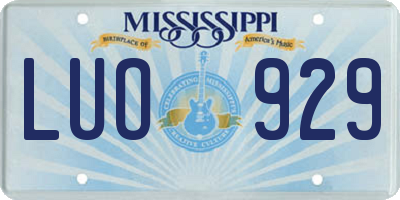 MS license plate LUO929