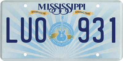 MS license plate LUO931