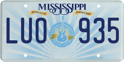 MS license plate LUO935