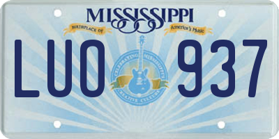 MS license plate LUO937