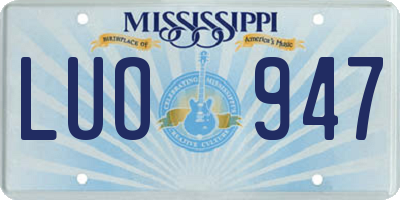 MS license plate LUO947