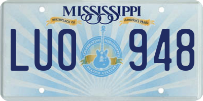 MS license plate LUO948
