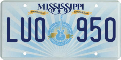 MS license plate LUO950