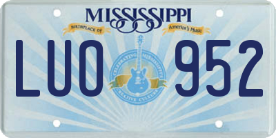 MS license plate LUO952