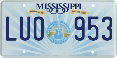 MS license plate LUO953