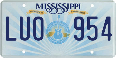 MS license plate LUO954