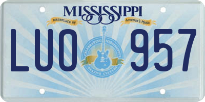 MS license plate LUO957