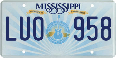 MS license plate LUO958