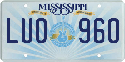 MS license plate LUO960