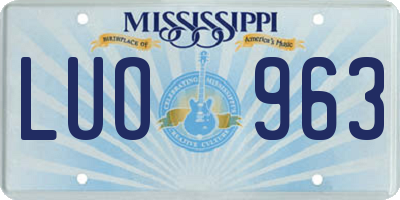 MS license plate LUO963