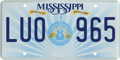 MS license plate LUO965