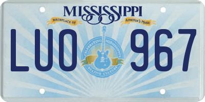 MS license plate LUO967