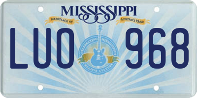 MS license plate LUO968