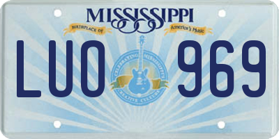 MS license plate LUO969